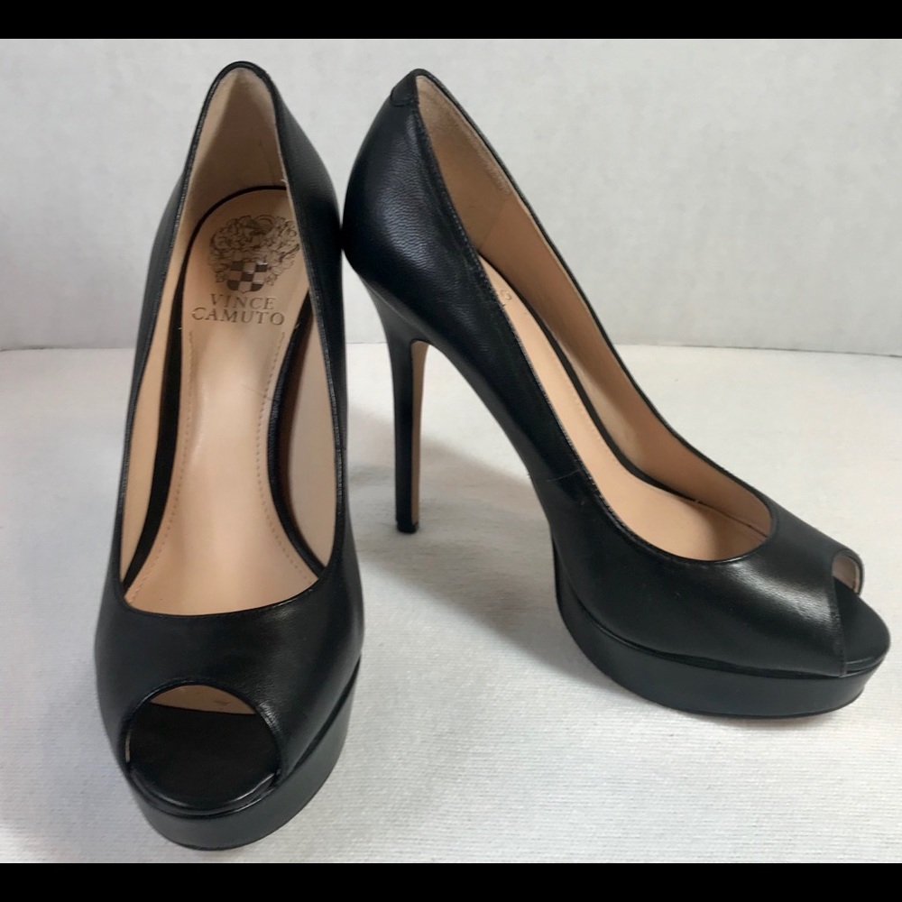 Vince Camuto Blk Platform High Heel Peep Toe Shoe